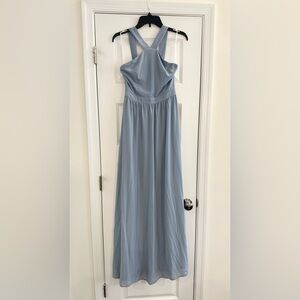Lulu's Dusty Blue Cross-Back Maxi Dress